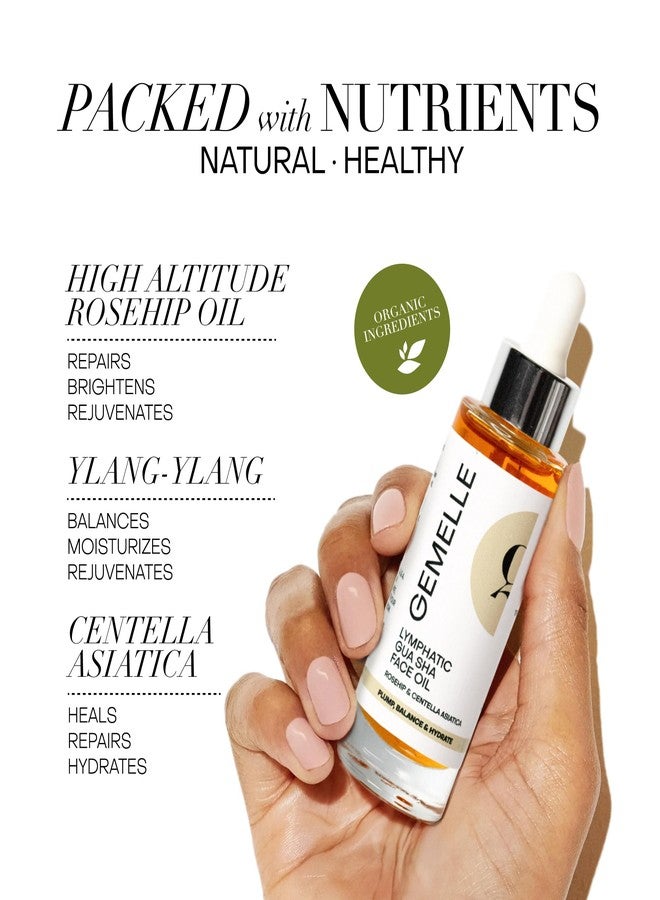 GEMELLE Lymphatic Gua Sha Face Oil | 10x Award Winner | Vitamin C,E & A | Detox, Plump, Sculpt, Hydrate | High-Altitude Rosehip | Natural Botanical for Gua Sha Facial Tools, Lymphatic Drainage - 15ml - Image 4
